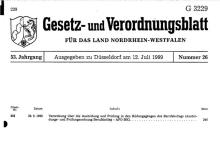 Ausschnitt aus dem Gesetz- und Verordnungsblatt (12. Juni 1999): "Verordnung über die Ausbildung und Prüfung in den Bildungsgängen des Berufskollegs (Ausbildungs- und Prüfungsordnung Berufsbildung - APO-BK" vom 26.5.1999