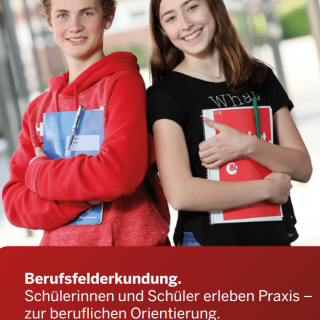 Deckblatt der Broschüre "Berufsfelderkundung. Schülerinnen und Schüler erleben Praxis - zur Beruflichen Orientierung."